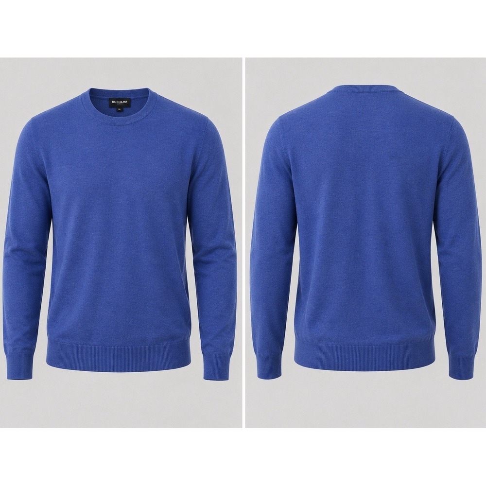 Duchamp London Crewneck Sweater Mens XL Blue  Wool Blend Knit Luxury